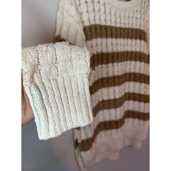 Anthropologie Pilcro NEW Cable Knit Sweater Striped Long Sleeve Size M Oversized - Picture 4 of 8